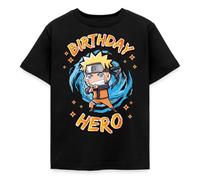 Spreadshirt Naruto Shippuden Birthday Hero Geburtstags-Design Kinder T-Shirt, 122/128 (7-8 Jahre), Schwarz
