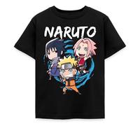 Spreadshirt Naruto Shippuden Chibi Naruto, Sakura & Sasuke Kinder T-Shirt, 122/128 (7-8 Jahre), Schwarz