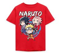 Spreadshirt Naruto Shippuden Chibi Naruto, Sakura & Sasuke Kinder T-Shirt, 98/104 (3-4 Jahre), Rot