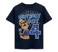 Spreadshirt Paw Patrol 4 Jahre Alt Geschenk 4. Geburtstag Chase Kinder T-Shirt, 110/116 (5-6 Jahre), Navy