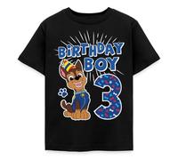 Spreadshirt Paw Patrol Chase 3 Jahre Alt 3. Geburtstag Kinder T-Shirt, 122/128 (7-8 Jahre), Schwarz