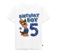 Spreadshirt Paw Patrol Geschenk 5 Jahre Alt 5. Geburtstag Chase Kinder Premium T-Shirt, 122/128 (6 Jahre), Weiß