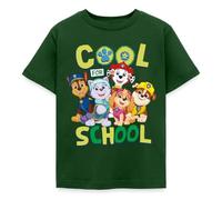 Spreadshirt Paw Patrol Hauptcharaktere Cool for School Kinder T-Shirt, 122/128 (7-8 Jahre), Forstgrün