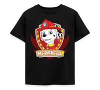 Spreadshirt Paw Patrol Marshall Feuerwehrhund Feuerwehr Emblem Kinder T-Shirt, 110/116 (5-6 Jahre), Schwarz