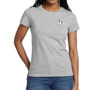 Spreadshirt Peanuts Snoopy Herz Brustmotiv Frauen T-Shirt, L, Grau meliert