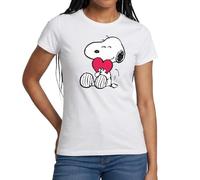 Spreadshirt Peanuts Snoopy Herz Love Geschenk Frauen T-Shirt, XL, Weiß