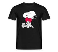 Spreadshirt Peanuts Snoopy Herz Love Geschenk Männer T-Shirt, 3XL, Schwarz