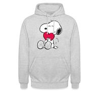 Spreadshirt Peanuts Snoopy Herz Love Geschenk Unisex Hoodie, 4XL, Hellgrau meliert