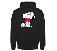 Spreadshirt Peanuts Snoopy Herz Love Geschenk Unisex Hoodie, 4XL, Schwarz