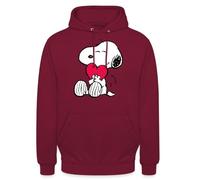 Spreadshirt Peanuts Snoopy Herz Love Geschenk Unisex Hoodie, XL, Bordeaux