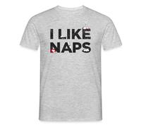 Spreadshirt Peanuts Snoopy I Like Naps Lustiger Spruch Männer T-Shirt, 3XL, Grau meliert