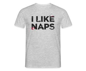 Spreadshirt Peanuts Snoopy I Like Naps Lustiger Spruch Männer T-Shirt, 3XL, Grau meliert