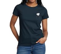 Spreadshirt Peanuts Snoopy In A Pocket Taschen-Design Frauen T-Shirt, M, Navy