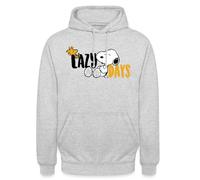 Spreadshirt Peanuts Snoopy Lazy Days Chillen Unisex Hoodie, 3XL, Hellgrau meliert