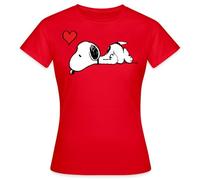 Spreadshirt Peanuts Snoopy Liebe Herz Love Frauen T-Shirt, XL, Rot