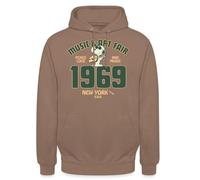 Spreadshirt Peanuts Snoopy Peace Love Music 1969 Unisex Hoodie, XL, Mokka