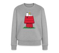 Spreadshirt Peanuts Snoopy Und Die Hundehütte Damen Premium Pullover, XL, Grau meliert