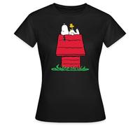 Spreadshirt Peanuts Snoopy Und Die Hundehütte Frauen T-Shirt, M, Schwarz