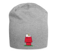 Spreadshirt Peanuts Snoopy Und Die Hundehütte Jersey-Beanie, One Size, Grau meliert
