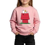 Spreadshirt Peanuts Snoopy Und Die Hundehütte Regular FIT Kinder/Teenager Premium Bio Crew Neck, 122/128 (6 Jahre), Rosa