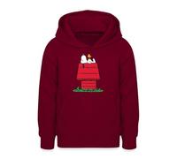 Spreadshirt Peanuts Snoopy Und Die Hundehütte Teenager Hoodie, L (9/11 Jahre), Bordeaux