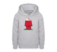 Spreadshirt Peanuts Snoopy Und Die Hundehütte Teenager Hoodie, XL (12/13 Jahre), Hellgrau meliert