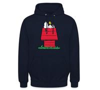 Spreadshirt Peanuts Snoopy Und Die Hundehütte Unisex Hoodie, XL, Navy