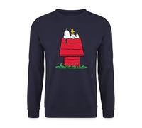 Spreadshirt Peanuts Snoopy Und Die Hundehütte Unisex Pullover, L, Navy