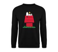 Spreadshirt Peanuts Snoopy Und Die Hundehütte Unisex Pullover, L, Schwarz