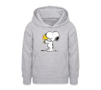 Spreadshirt Peanuts Snoopy Und Woodstock Teenager Hoodie, XL (12/13 Jahre), Hellgrau meliert