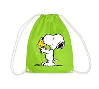 Spreadshirt Peanuts Snoopy Und Woodstock Turnbeutel, One size, Neongrün