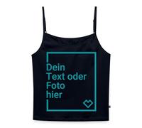 Spreadshirt Personalisierbares Spaghettiträger Top Selbst Gestalten Mit Foto Und Text Frauen Premium Organic Top mit Spaghettiträgern, XL, Navy
