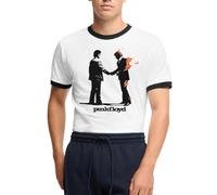Spreadshirt Pink Floyd Album Cover Und Logo Männer Kontrast T-Shirt, L, Weiß/Schwarz