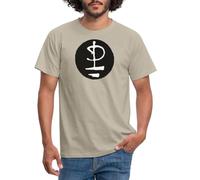 Spreadshirt Pink Floyd Logo Schwarz Weiß Männer T-Shirt, L, Sandbeige
