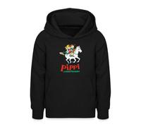 Spreadshirt Pippi Langstrumpf Ausritt Mit Annika Und Tommy Teenager Hoodie, L (9/11 Jahre), Schwarz