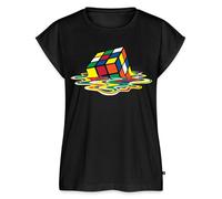 Spreadshirt Rubik's Cube Zauberwürfel Melting Cube Frauen Casual T-Shirt, S, Schwarz