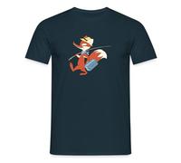 Spreadshirt Sandmännchen Herr Fuchs Mit Angel Männer T-Shirt, S, Navy