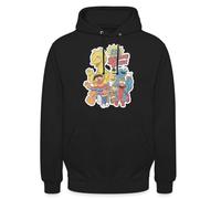 Spreadshirt Sesamstraße 123 Sesame Street Charaktere Unisex Hoodie, L, Schwarz