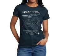 Spreadshirt Star Trek The Next Generation NCC-1701-D Bauplan Männer T-Shirt, S, Navy