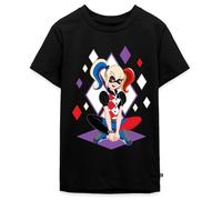Spreadshirt Super Hero Girls Harley Quinn Teenager Premium T-Shirt, 146/152 (10 Jahre), Schwarz