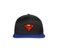 Spreadshirt Superman Logo S-Shield Stick Snapback Cap, One Size, Schwarz/Königsblau