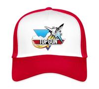 Spreadshirt Top Gun Fighter Kampfjet Logo Trucker Cap, One Size, Weiß/Rot