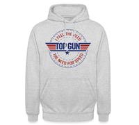 Spreadshirt Top Gun I Feel The Need for Speed Unisex Hoodie, XXL, Hellgrau meliert