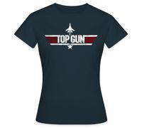 Spreadshirt Top Gun Jet Logo Used Look Frauen T-Shirt, S, Navy