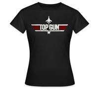Spreadshirt Top Gun Jet Logo Used Look Frauen T-Shirt, S, Schwarz