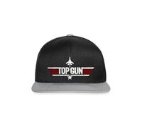 Spreadshirt Top Gun Jet Logo Used Look Snapback Cap, One Size, Schwarz/Grau