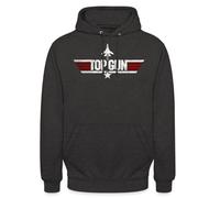 Spreadshirt Top Gun Jet Logo Used Look Unisex Hoodie, L, Anthrazit
