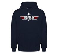 Spreadshirt Top Gun Jet Logo Used Look Unisex Hoodie, L, Navy