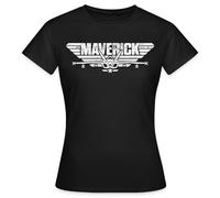 Spreadshirt Top Gun Maverick Kampfjet Logo Frauen T-Shirt, XL, Schwarz