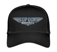Spreadshirt Top Gun Maverick Logo Trucker Cap, One Size, Schwarz/Schwarz